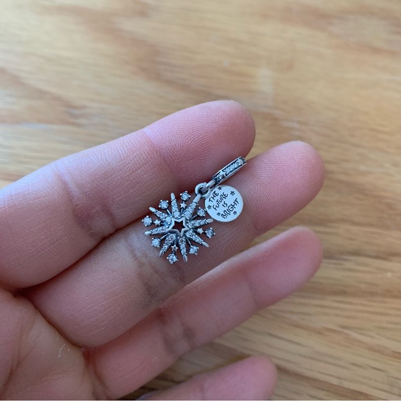 NWOT Sparkling Firework Double Dangle Charm Sterling Silver 925 - Picture 9 of 12